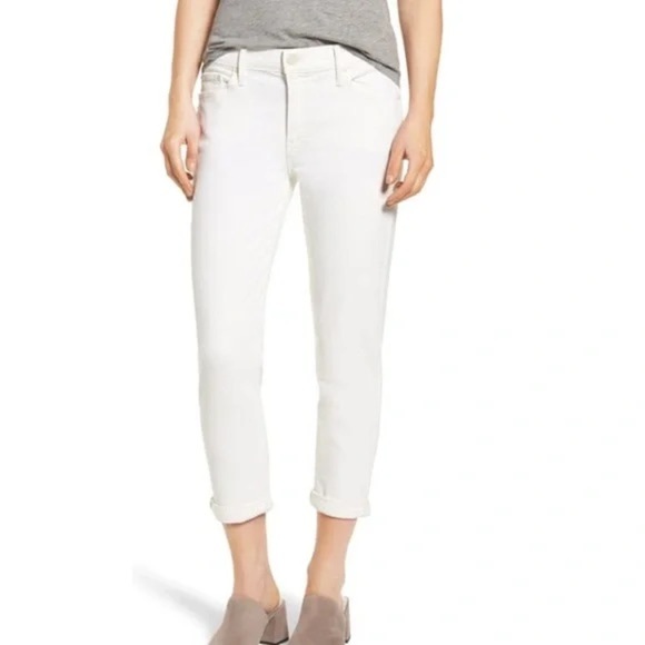 Mother The Dropout Jeans Color‎ Off- White Mid Rise Boyfriend Skinny Cut Size 24 - Picture 1 of 7